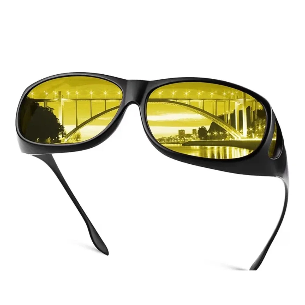 FIMOSON HD Black Polarized Night Vision‎ Glasses Fit Over Sunglasses Yellow Lens